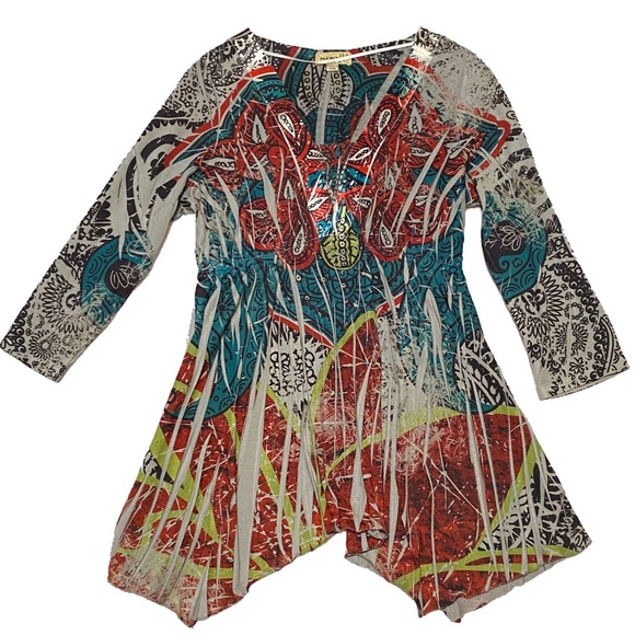 ONE WORLD Gem Embellished Tunic Top - Picture 1 of 4
